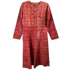 Marketplace By Arpan Handmade Indian Cotton Embroidered Tunic Dress Size Small